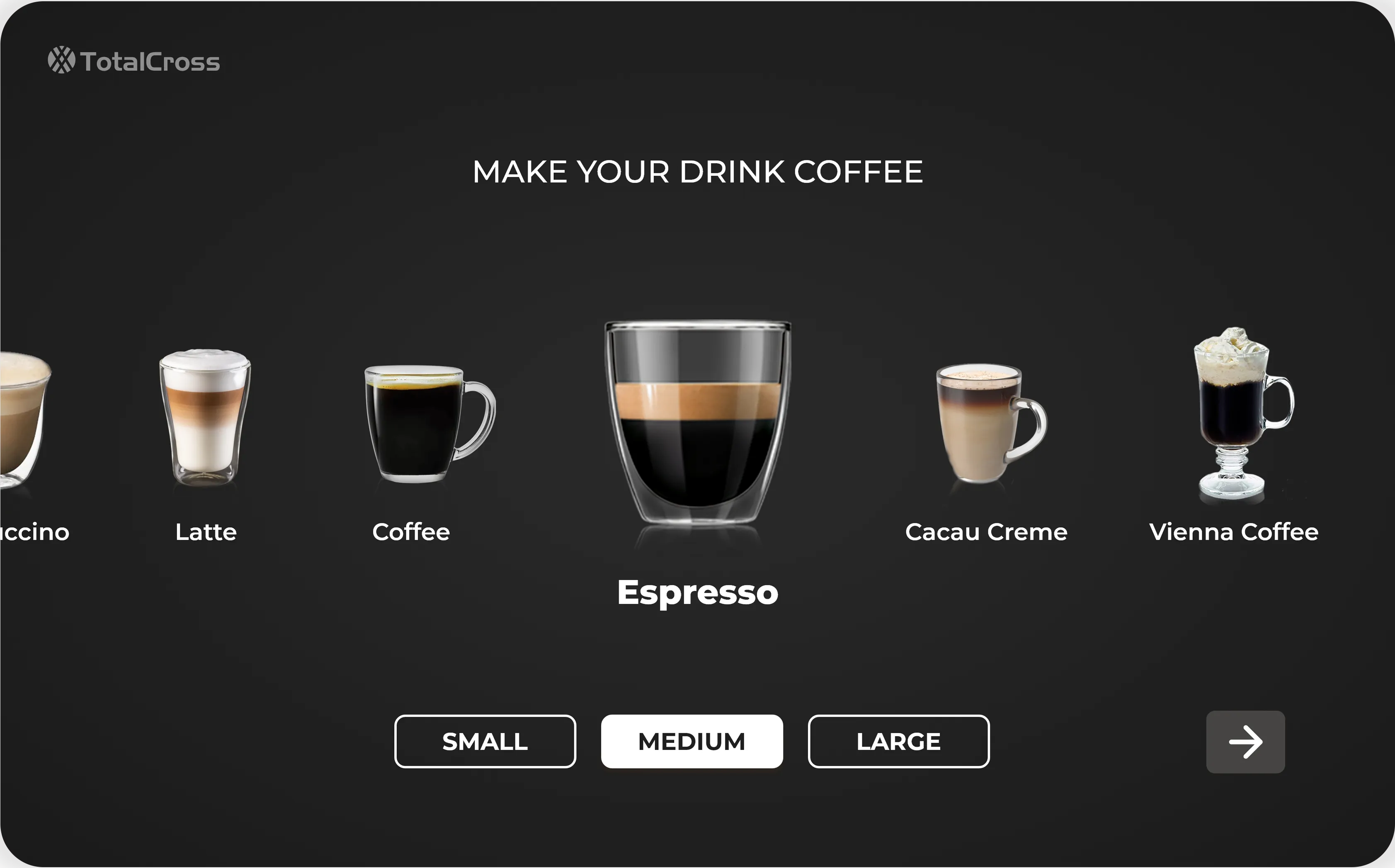 Coffee machine interface made with TotalCross