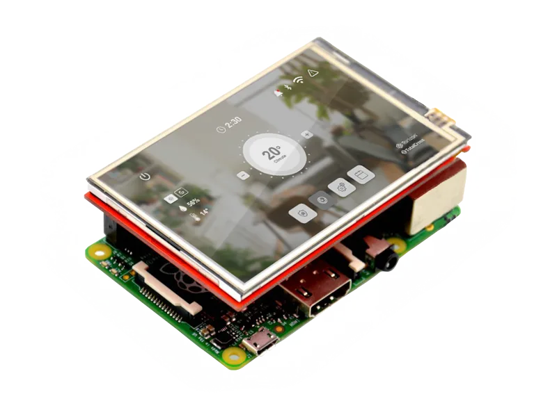 Embedded system with a display showing a TotalCross GUI